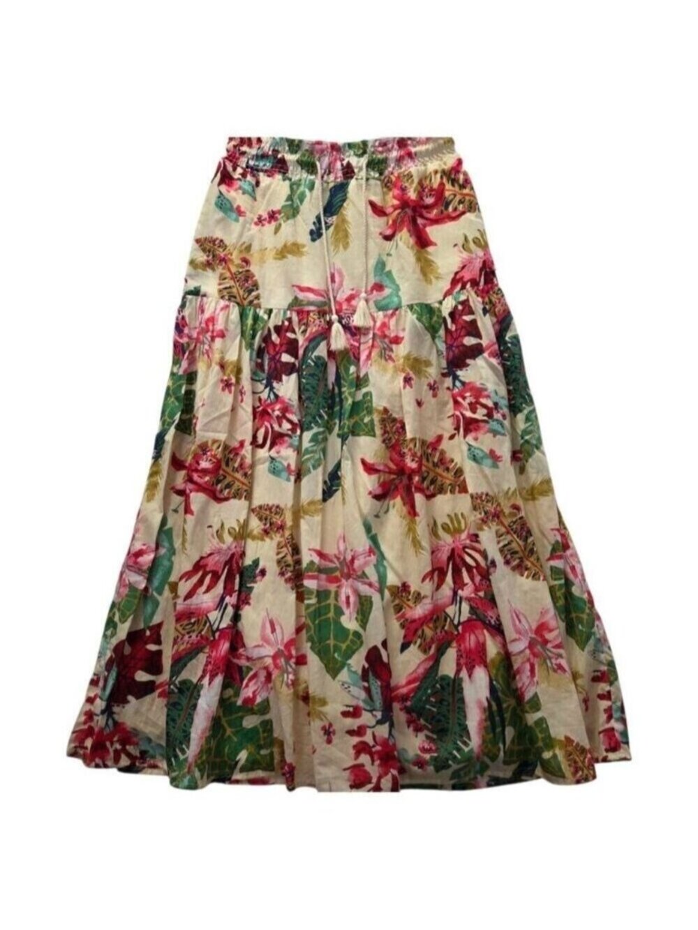 Mexx Maxi Long Tiered Skirt Cotton Floral Boho Pocket Small